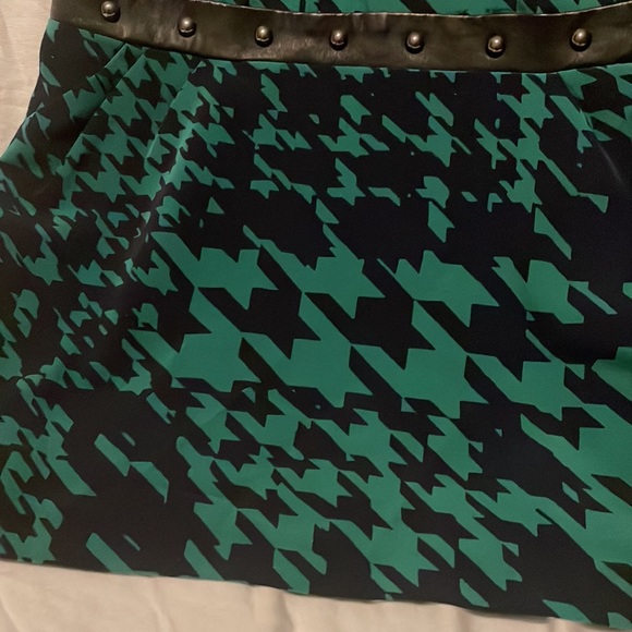 Houndstooth print blue and green dress - Picture 5 of 9